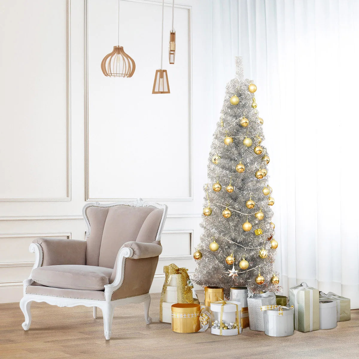 Multigote Slim Pencil Christmas Tree Unlit With Metal Stand