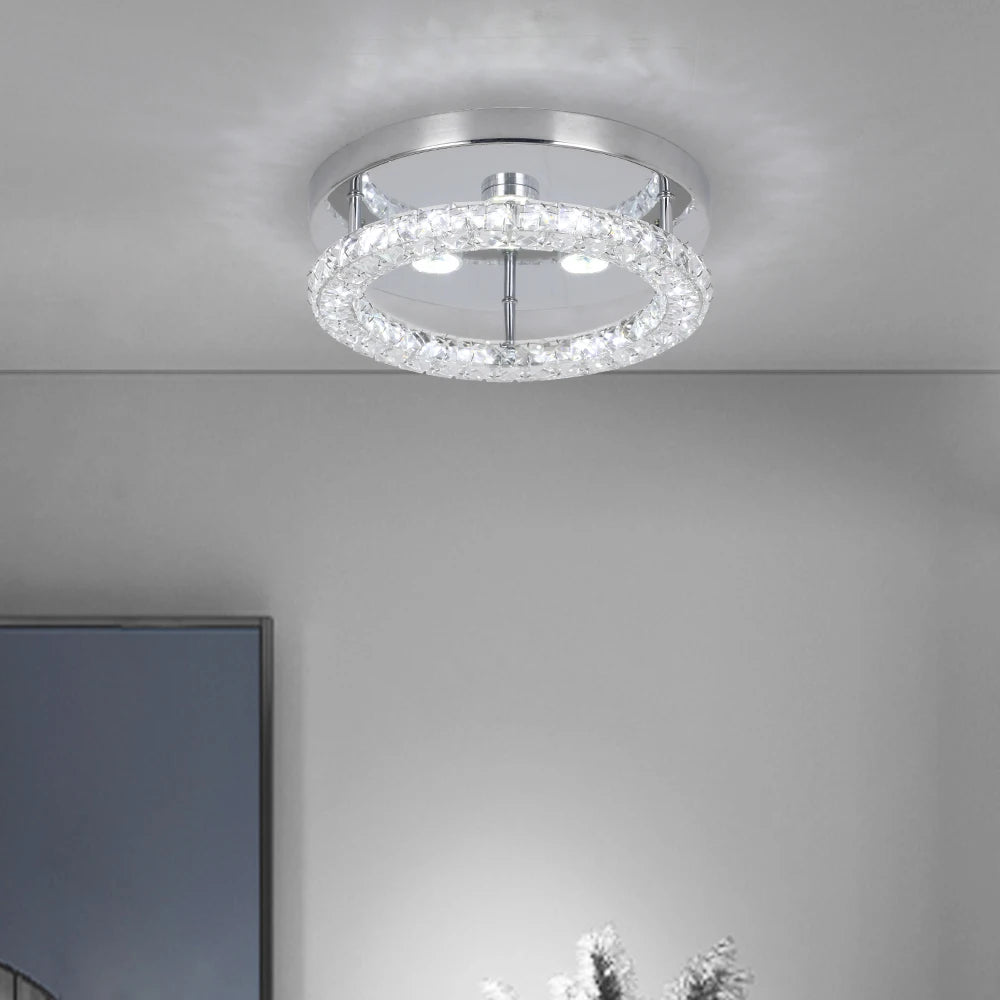 GreeLustr Crystal LED Flush Mount Ceiling Light For Kitchen Hallway