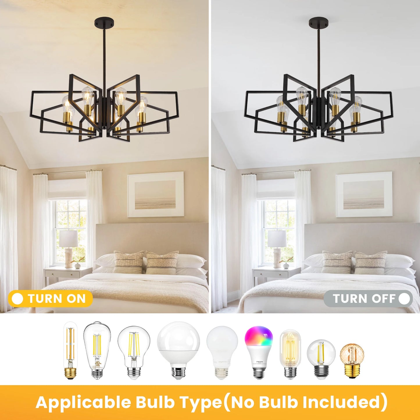 Geometric Chandelier Pendant Light With Adjustable Height Metal Frame