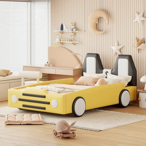 High Concerned Race Car Shaped Platform Bed With Wheels