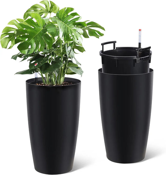 TWISTER.CK Self-Watering Planters Tall Two-Pack With Water Level Gauge