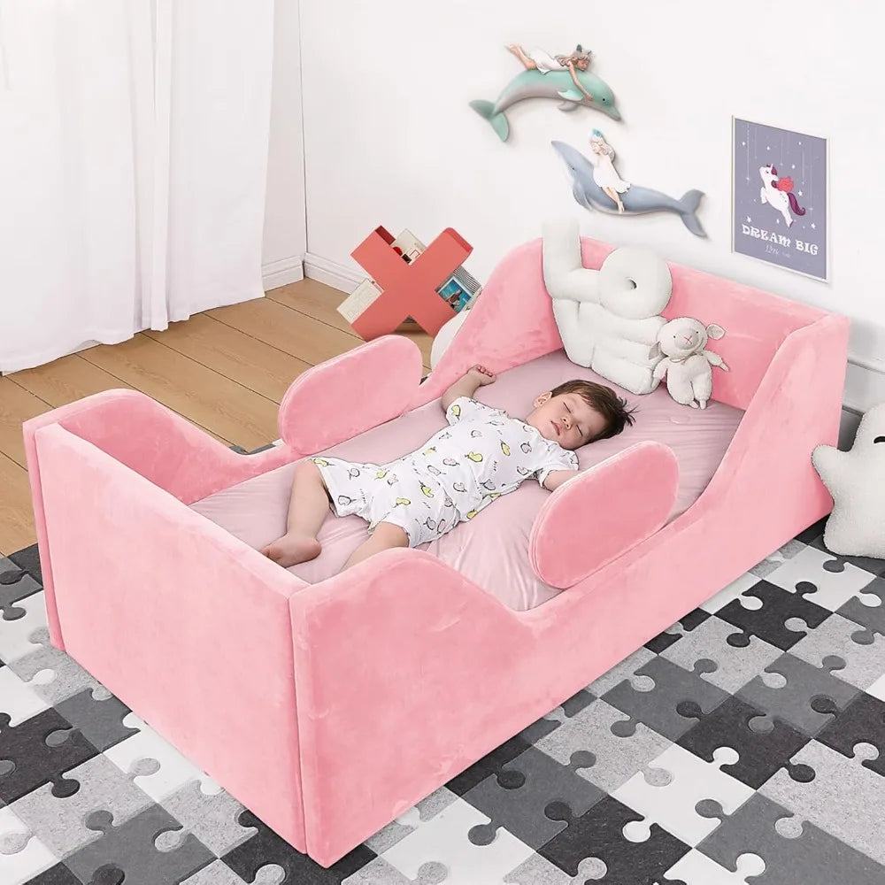 LZJV Toddler Bed with Safety Rails for Kids Easy Assembly