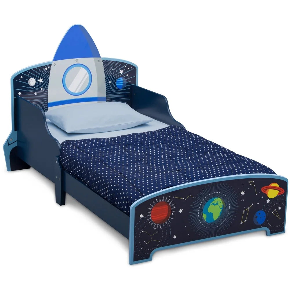 XMSJ Space Adventures Rocket Ship Toddler Bed With Guardrails