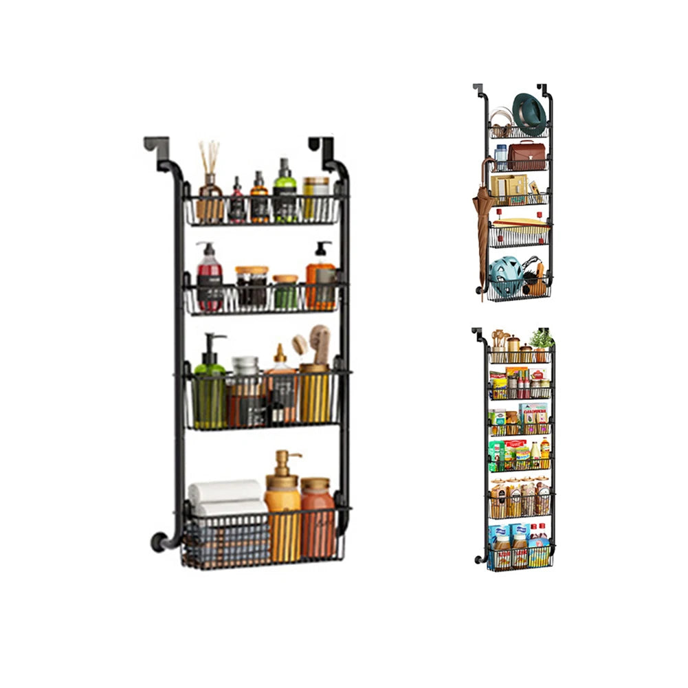 HiMISS Over Door Storage Organizer Metal Hanging Shelf With Adjustable Basket