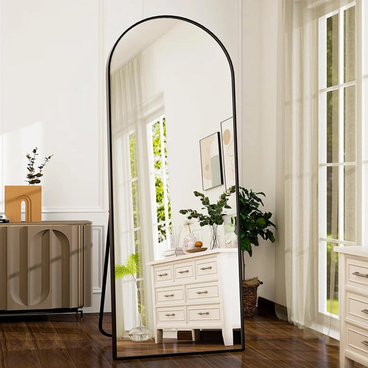 BEAUTYPEAK Arched Mirror With Aluminum Frame For Living Room