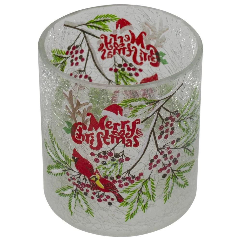 XMSJ Cardinal Flameless Candle Holder Glass Votive Decor