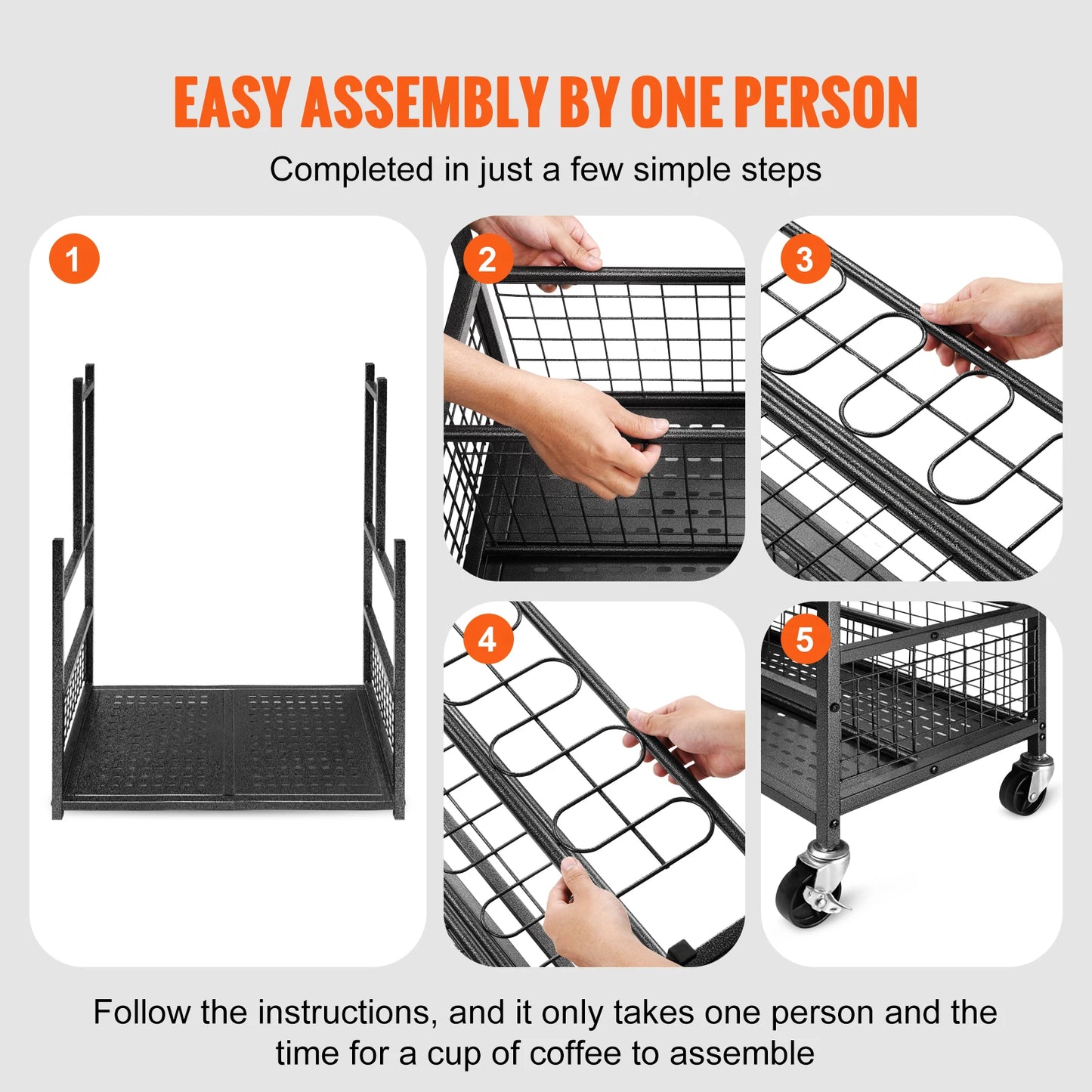 SucceBuy 16 Slots Garden Tool Rack with Hooks and Wheels