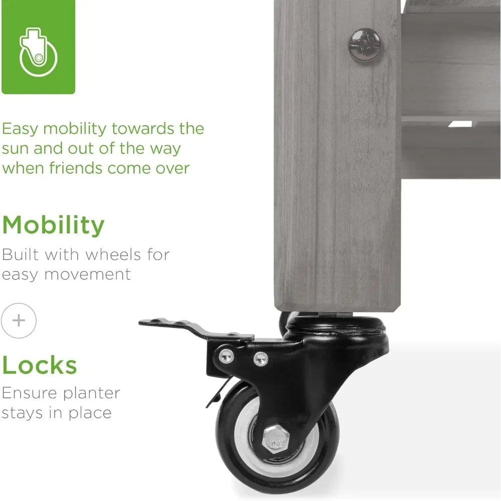XMSJ Raised Garden Bed On Locking Wheels With Shelf