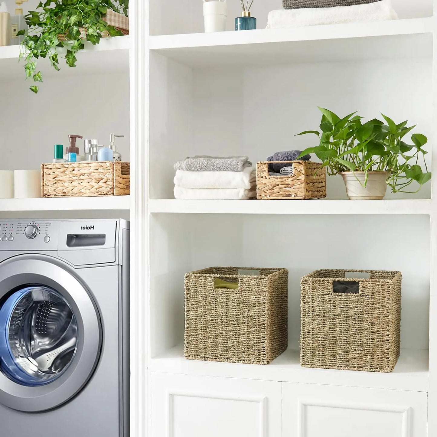 Guangdong Seagrass Foldable Storage Baskets For Shelves