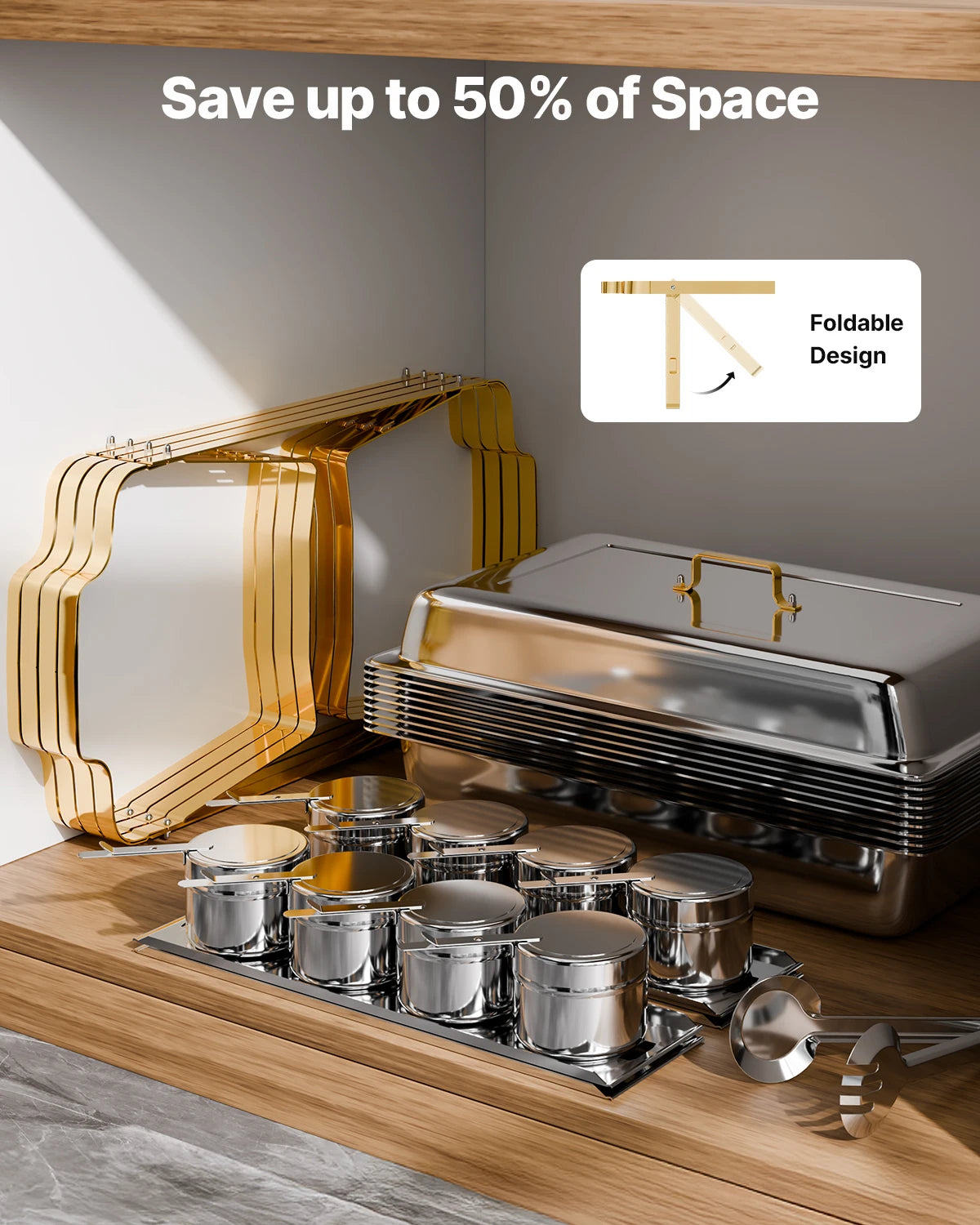 SucceBuy Chafing Dish Buffet Set Stainless Steel Chafer and Pans