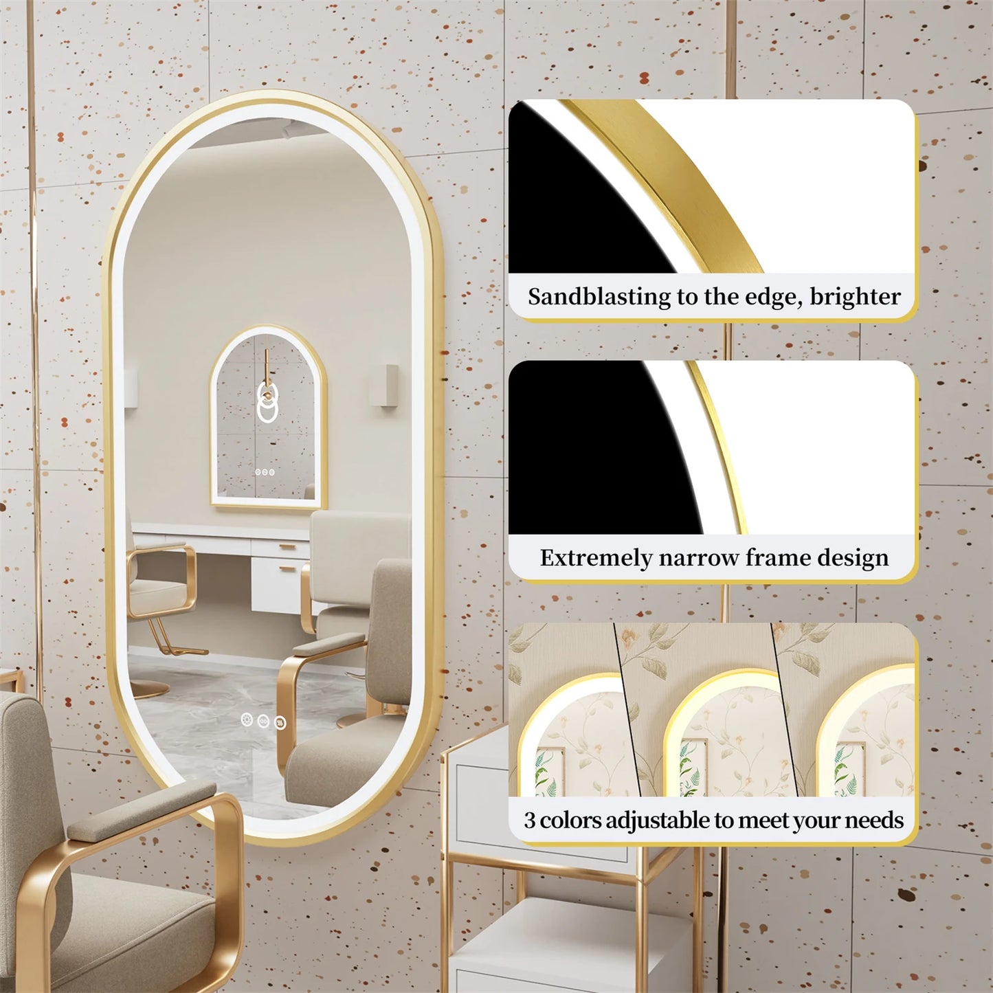 Feature Oval Frame LED Lighted Anti Fog Smart Vanity Mirror