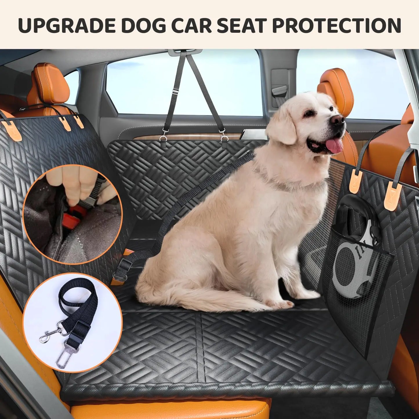Back Seat Dog Cover With Hard Bottom Extender For Cars SUVs