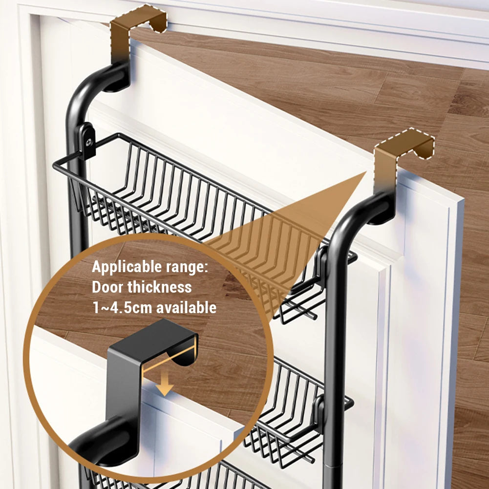 HiMISS Over Door Storage Organizer Metal Hanging Shelf With Adjustable Basket