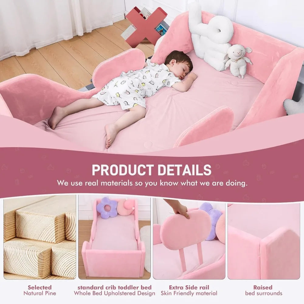 LZJV Toddler Bed with Safety Rails for Kids Easy Assembly