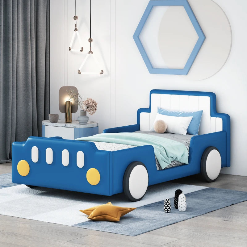 High Concerned Race Car Shaped Platform Bed With Wheels