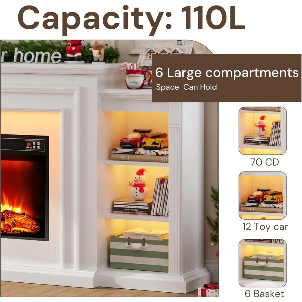 Electric Fireplace Entertainment Center With Mantel And Remote Control