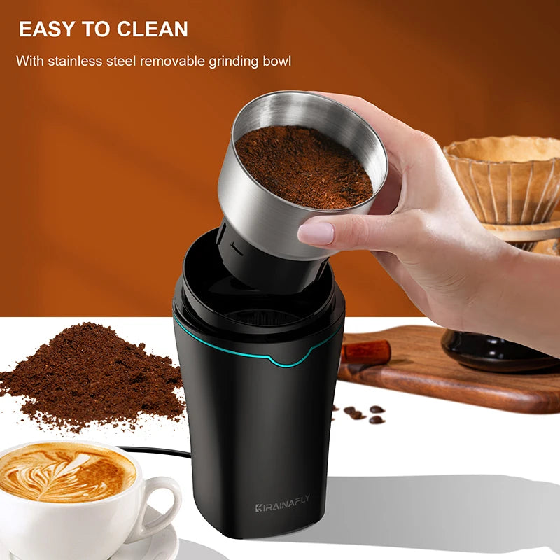 KIRAINAFLY 300W Professional Coffee Grinder With Removable Cup