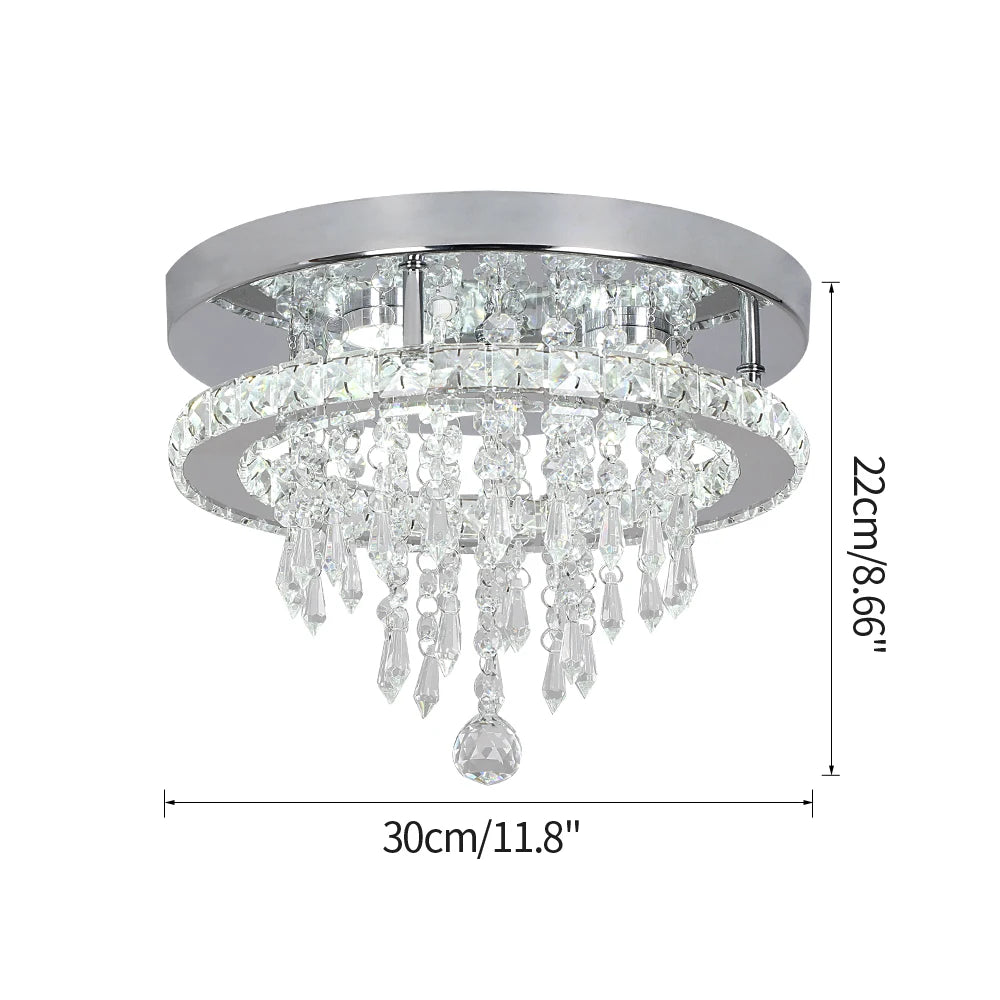 GreeLustr Crystal LED Flush Mount Ceiling Light For Kitchen Hallway