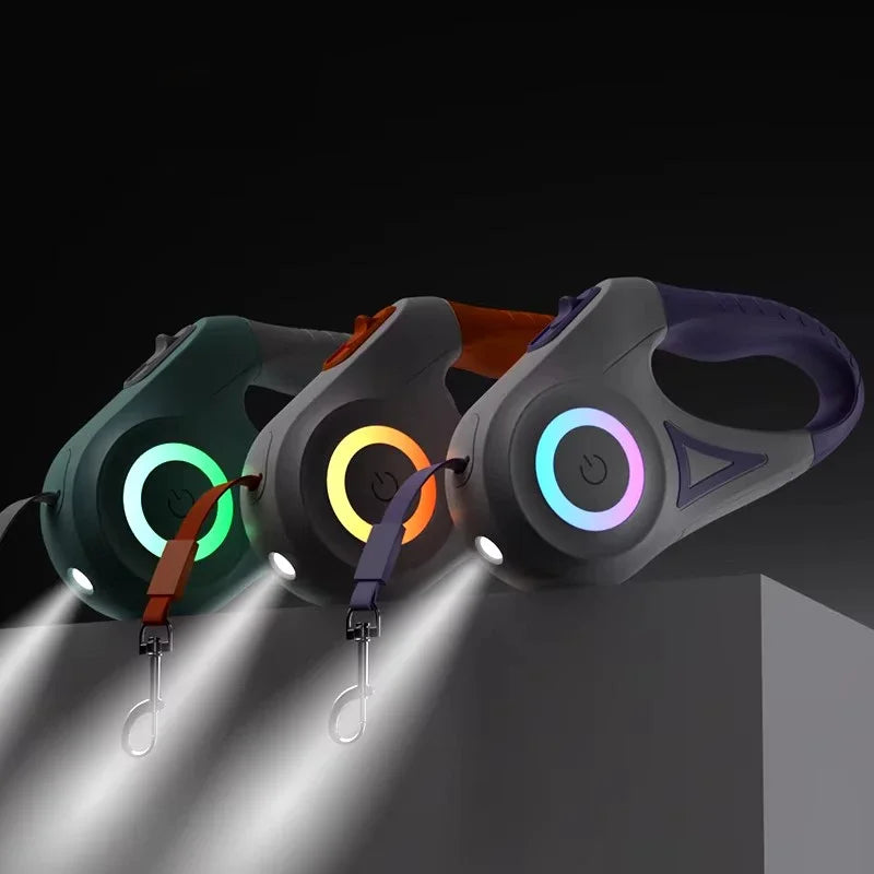 Booteely Automatic Retractable Dog Leash LED Flashlight