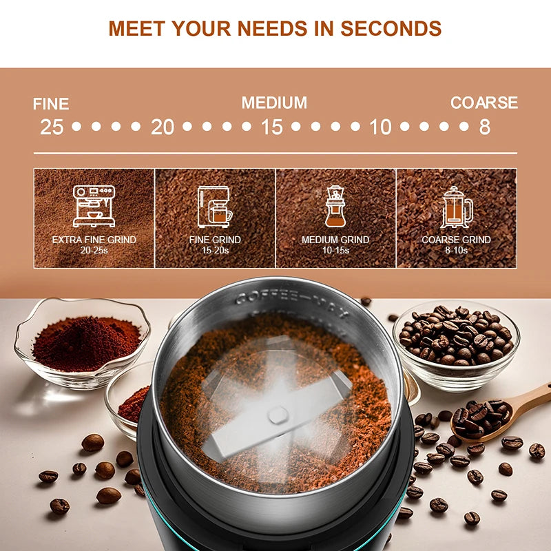 KIRAINAFLY 300W Professional Coffee Grinder With Removable Cup