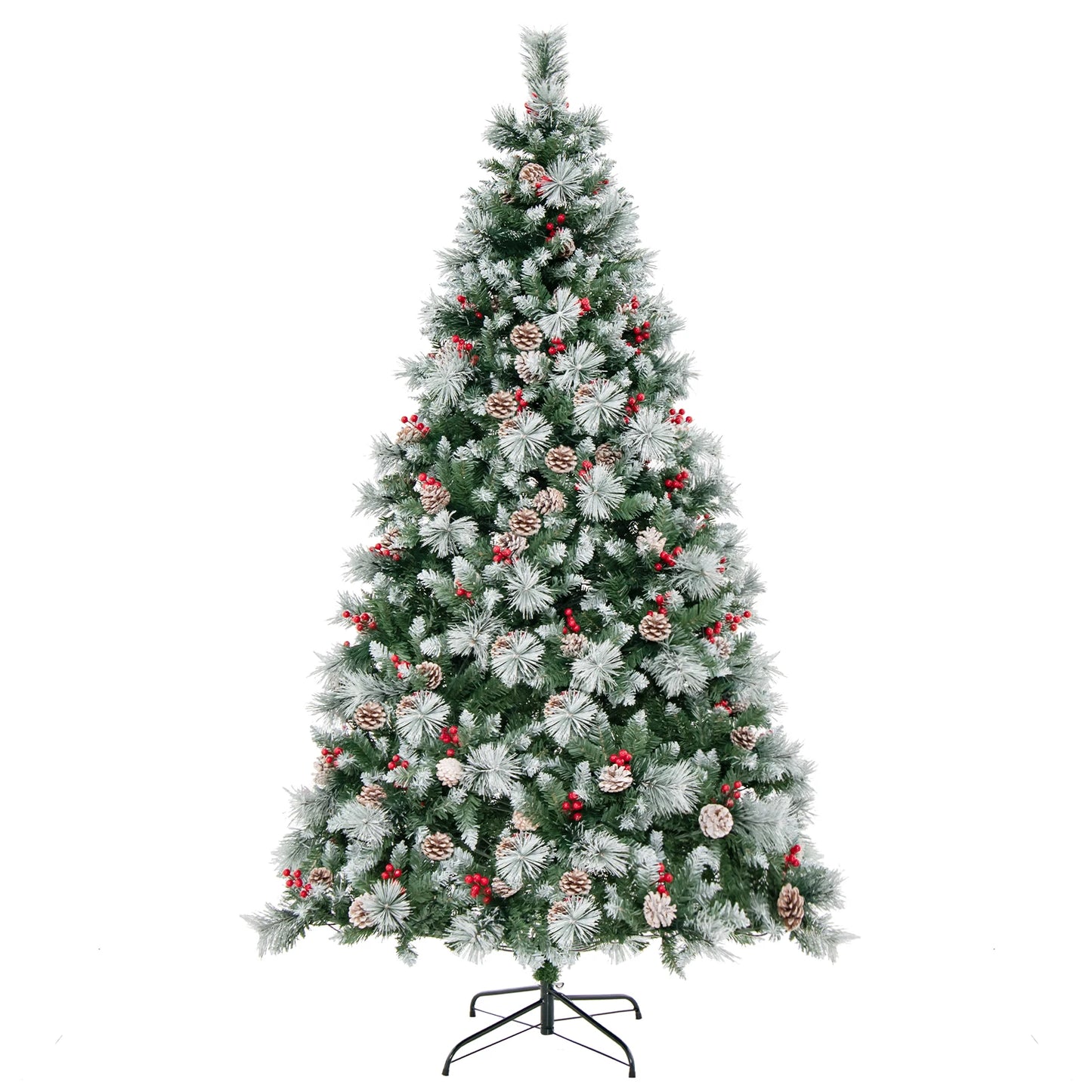 LIFEZEALE Prelit Artificial Christmas Tree with Pine Cones and Berries