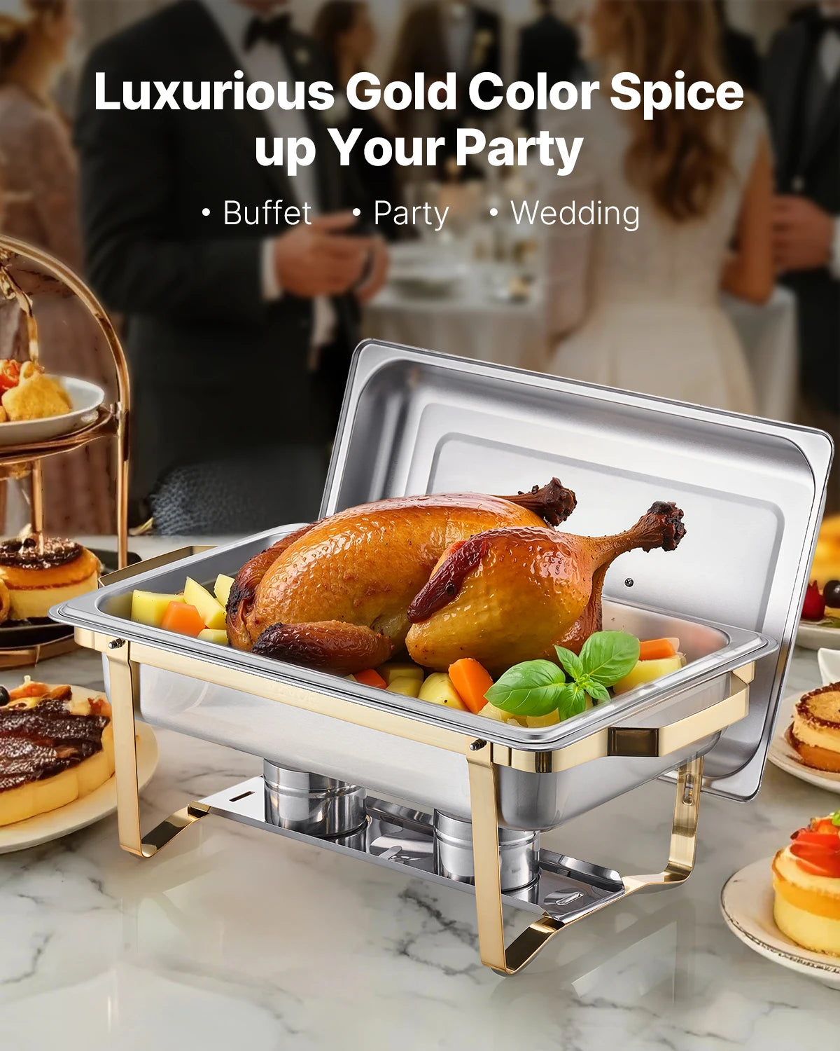 SucceBuy Chafing Dish Buffet Set Stainless Steel Chafer and Pans