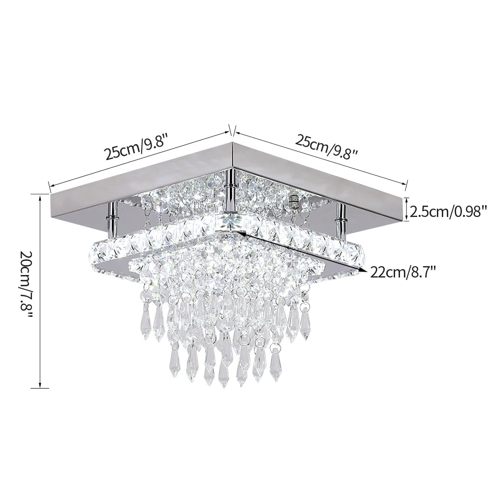 GreeLustr Crystal LED Flush Mount Ceiling Light For Kitchen Hallway