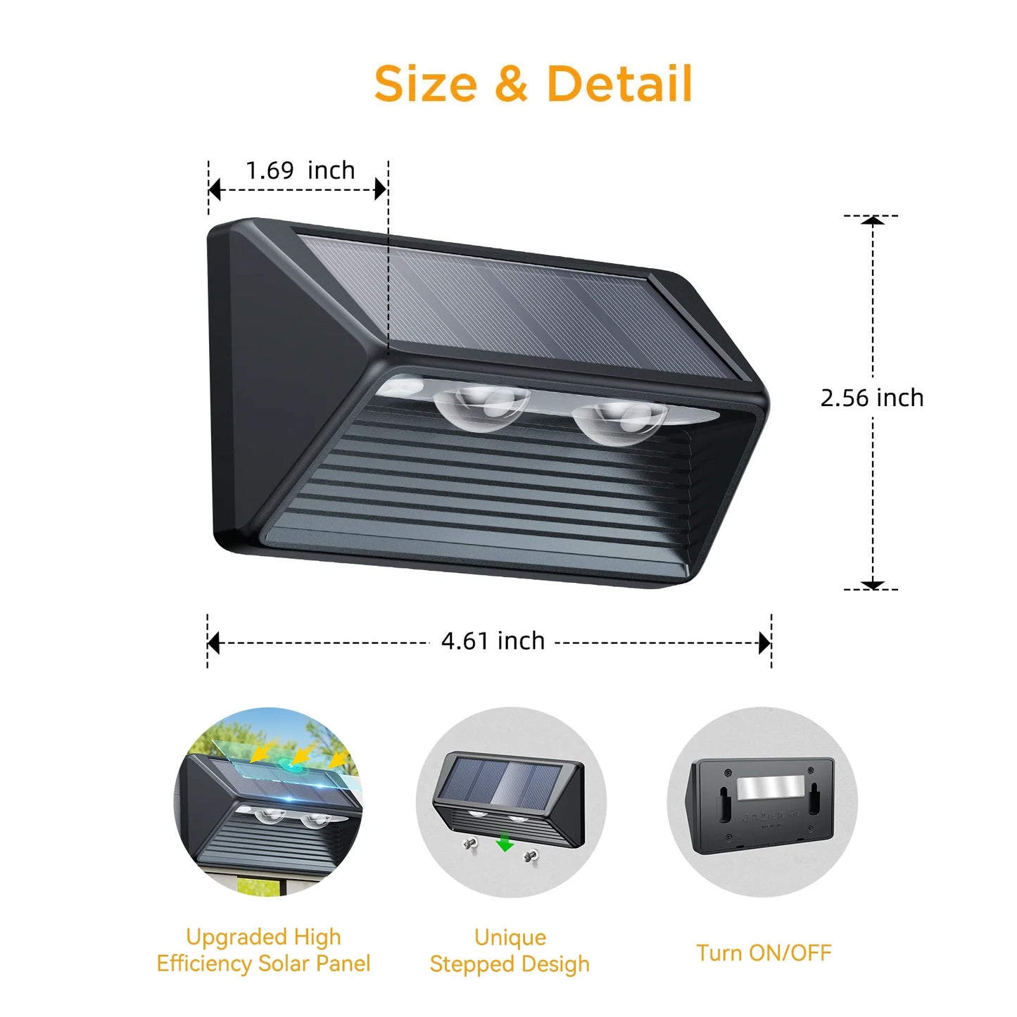 KPSTEK Solar Fence Step Lights For Walls Stairs Pools Led