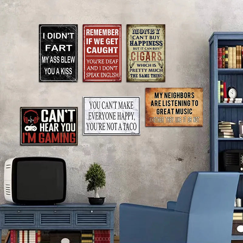 High-Concerned Funny Quotes Metal Tin Signs Retro Wall Art