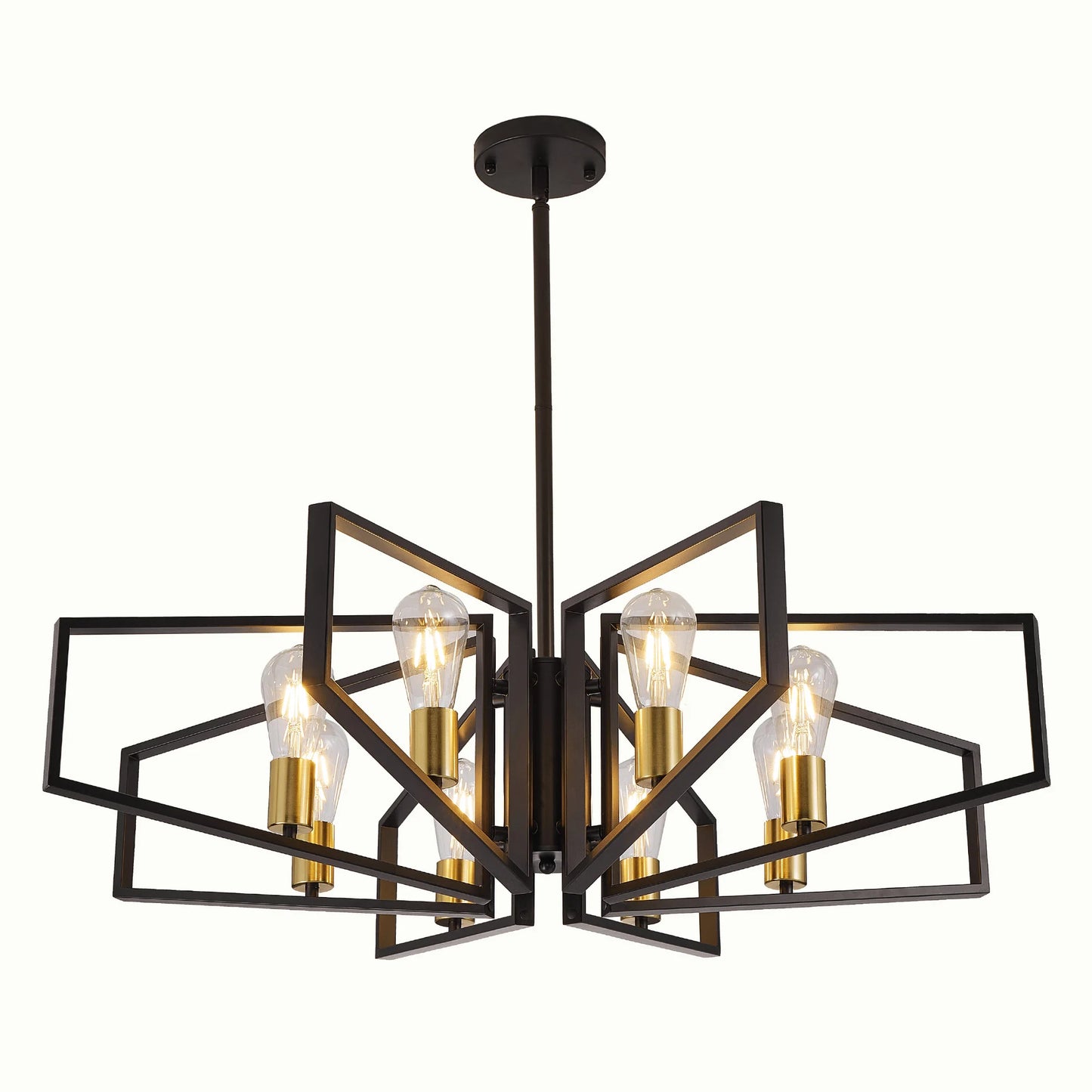 Geometric Chandelier Pendant Light With Adjustable Height Metal Frame