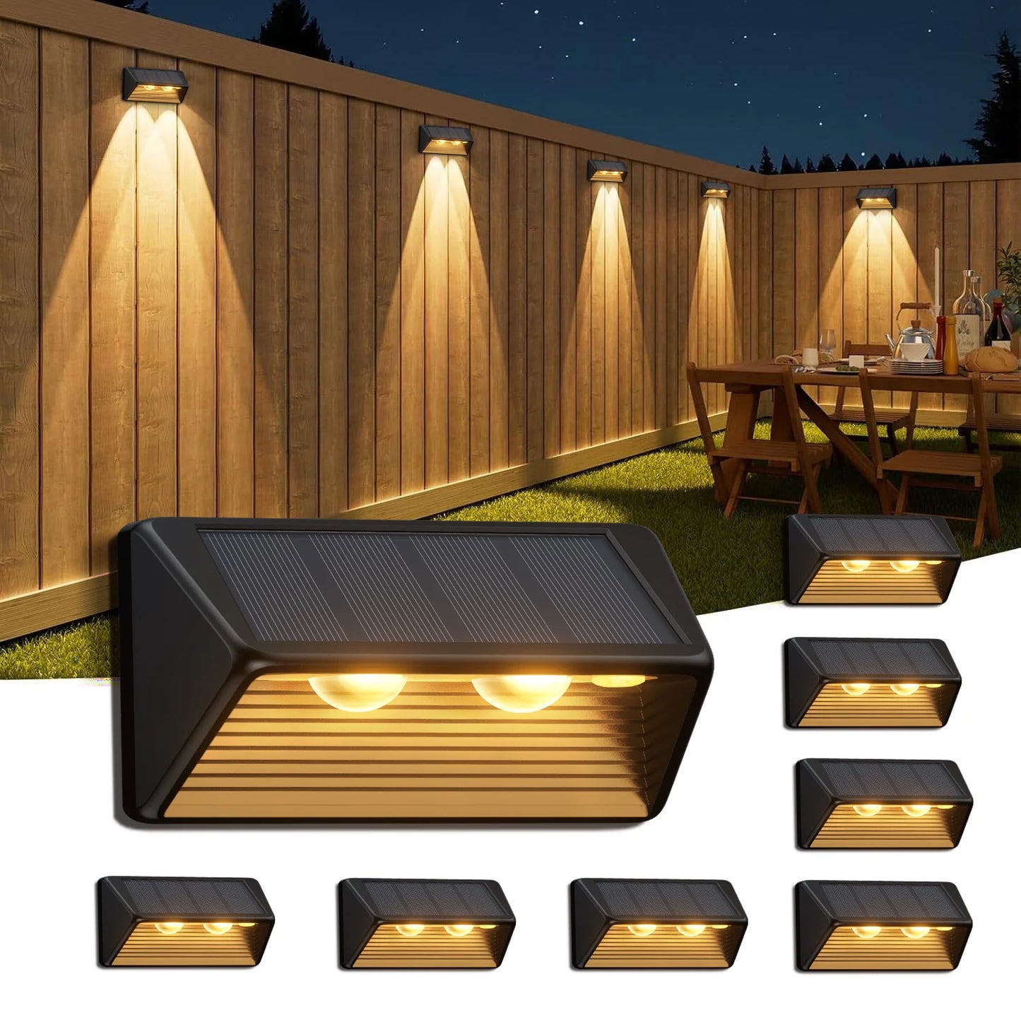 KPSTEK Solar Fence Step Lights For Walls Stairs Pools Led