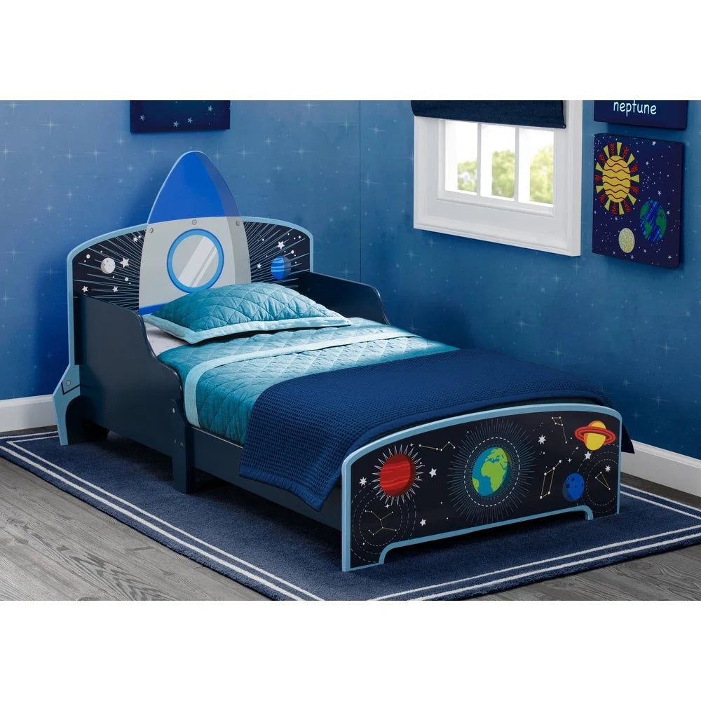 XMSJ Space Adventures Rocket Ship Toddler Bed With Guardrails