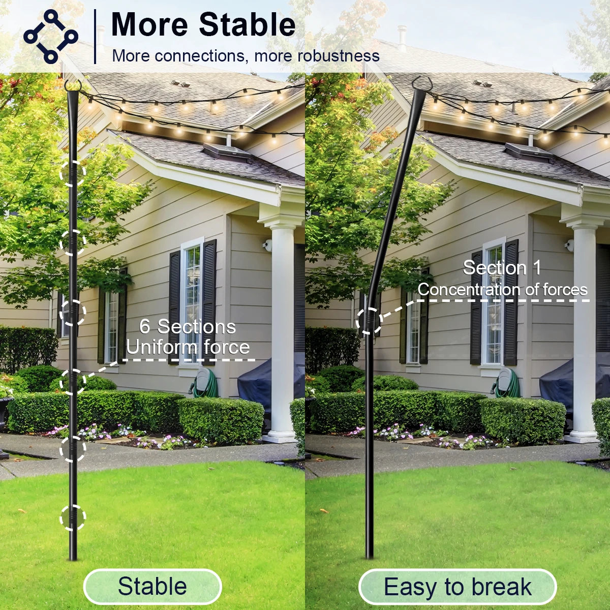 Aiopp Outdoor String Light Poles Adjustable Heavy Duty