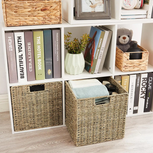 Guangdong Seagrass Foldable Storage Baskets For Shelves