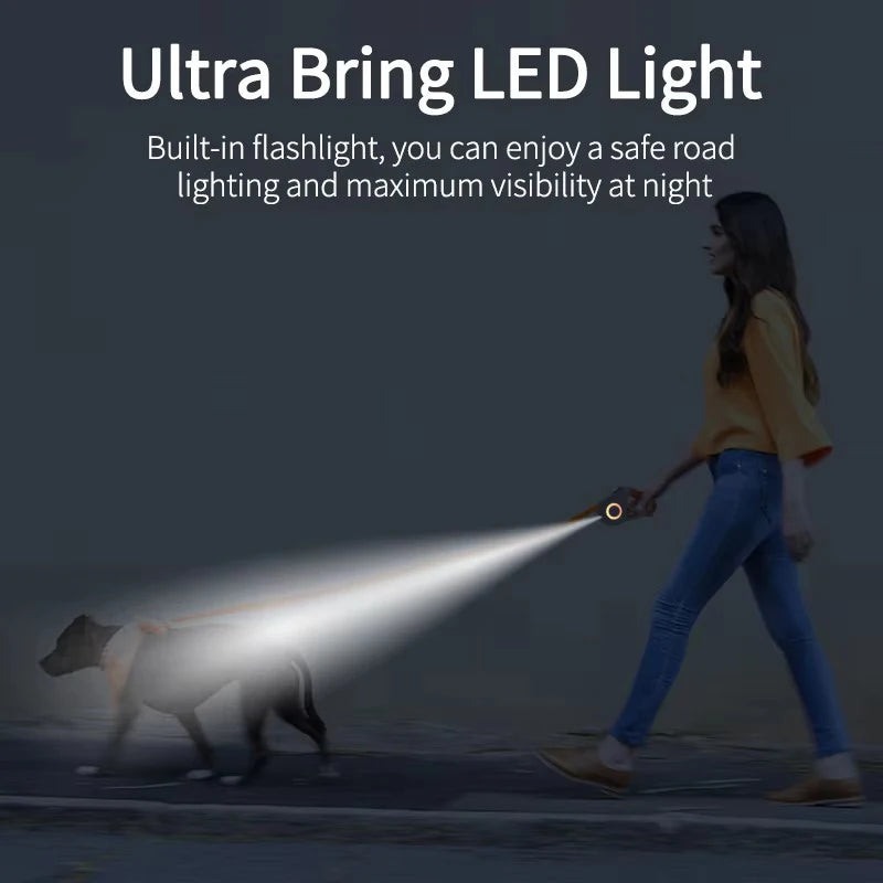 Booteely Automatic Retractable Dog Leash LED Flashlight