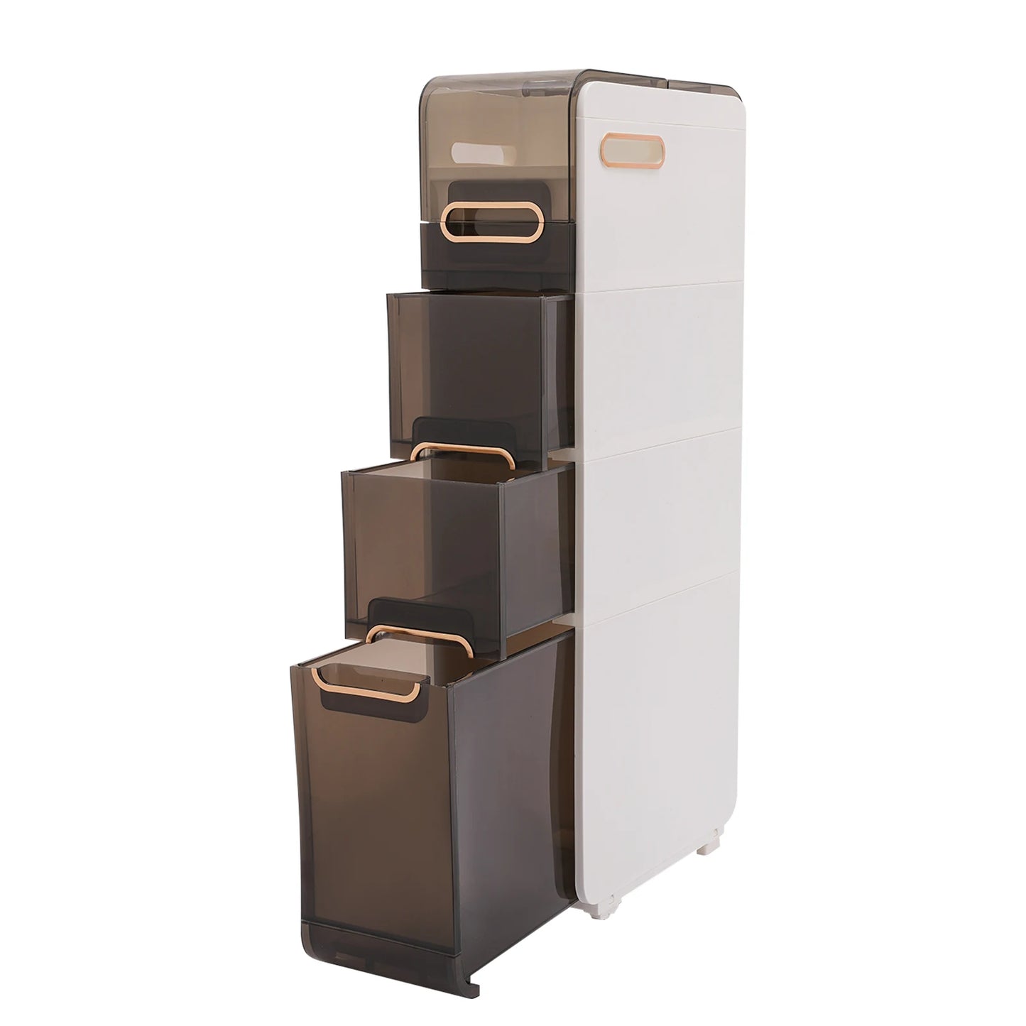 Modern PP Bathroom Floor Cabinet With Narrow Drawer Storage