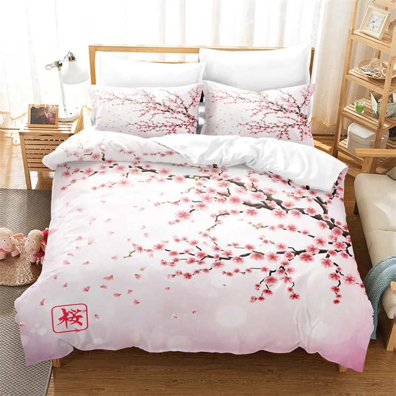 Jiangsu Plum Blossom Bedding Set Japanese Ink Duvet Cover