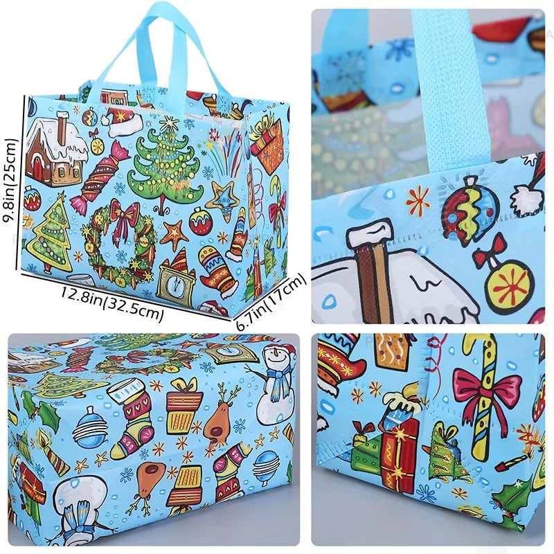 CN Zhejiang 48Pcs Christmas Nonwoven Reusable Tote Bags