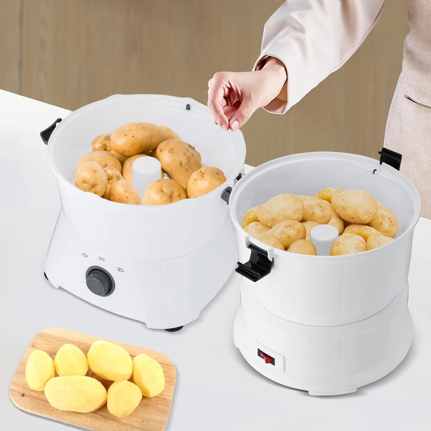 Cable 85W Electric Potato Peeler One Button Auto Spinner