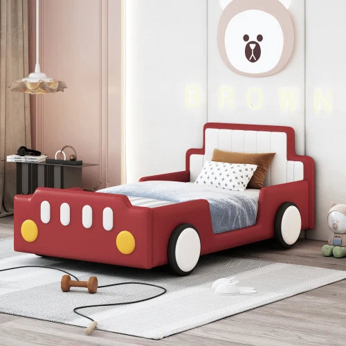 High Concerned Race Car Shaped Platform Bed With Wheels