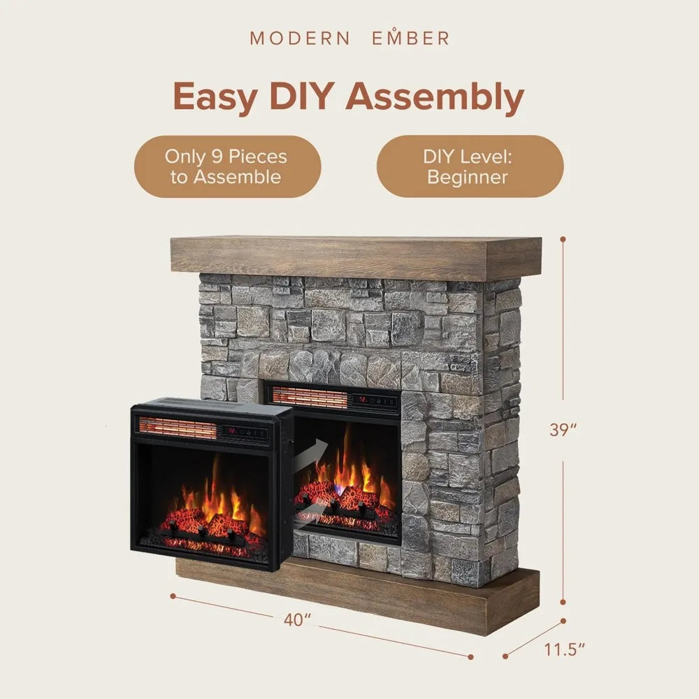 Electric Fireplace Mantel With Life Like Flames And Logs