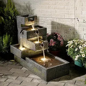 Tankana Tiered Water Fountain Outdoor Garden Waterfall Led