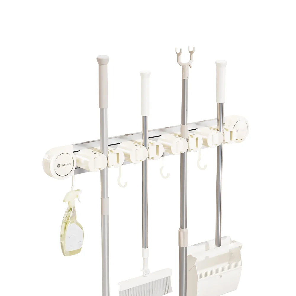 Big Red House Bathroom Mop Rack Wall Mounted Suction Cup Storage
