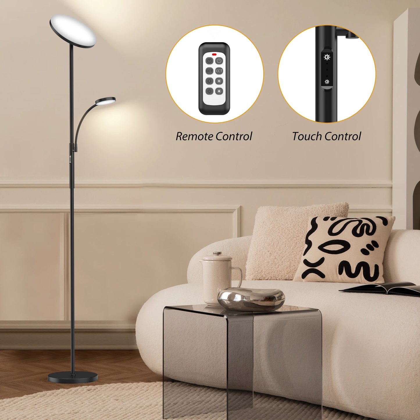 Hign-concerned LED Floor Lamp Dimmable With Remote Control