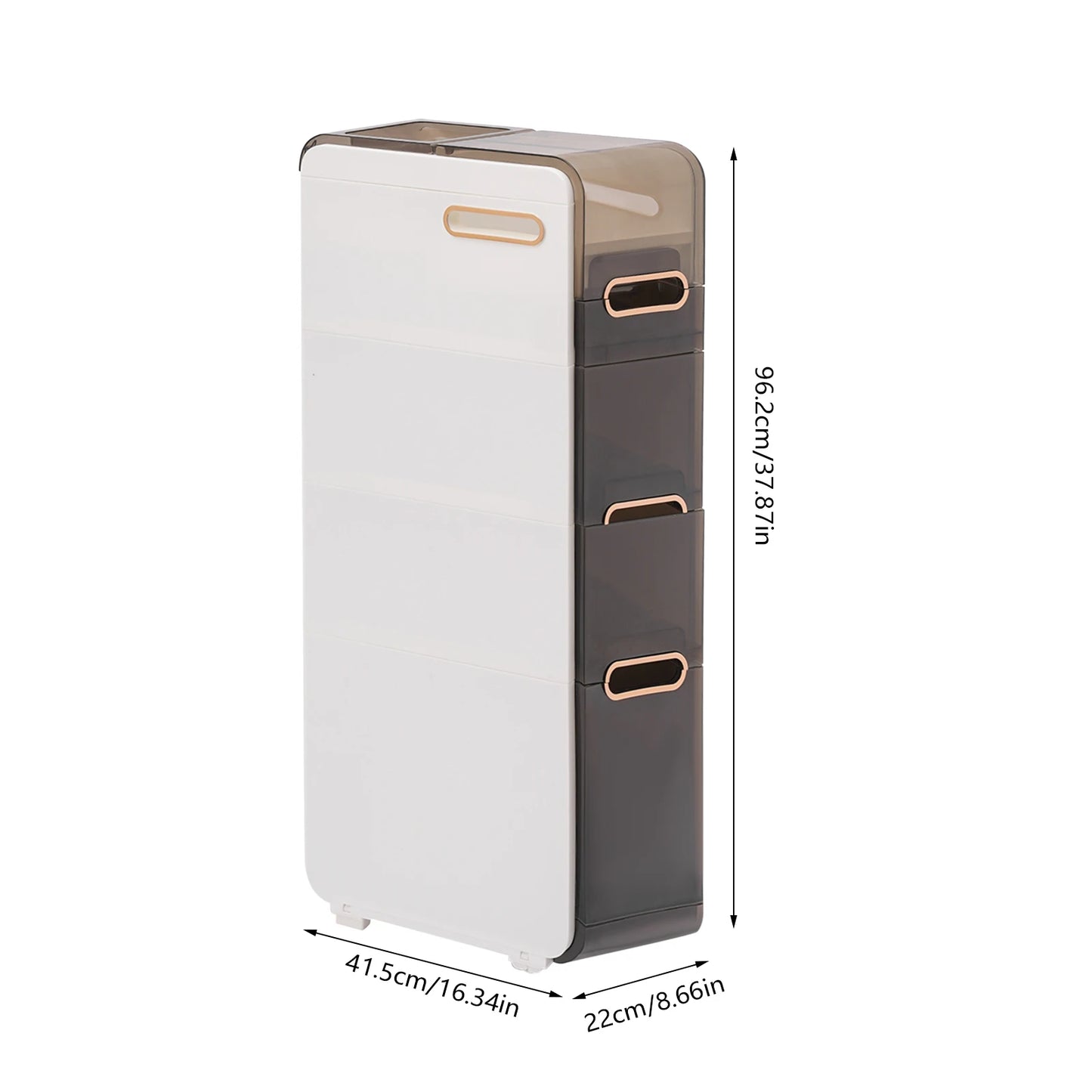 Modern PP Bathroom Floor Cabinet With Narrow Drawer Storage