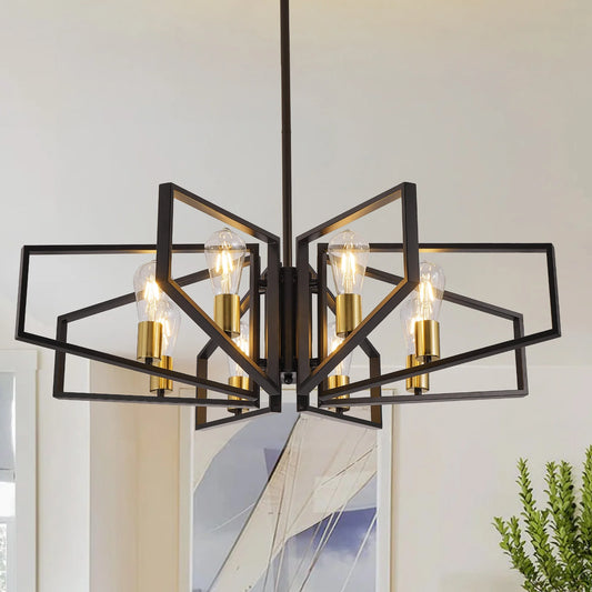 Geometric Chandelier Pendant Light With Adjustable Height Metal Frame