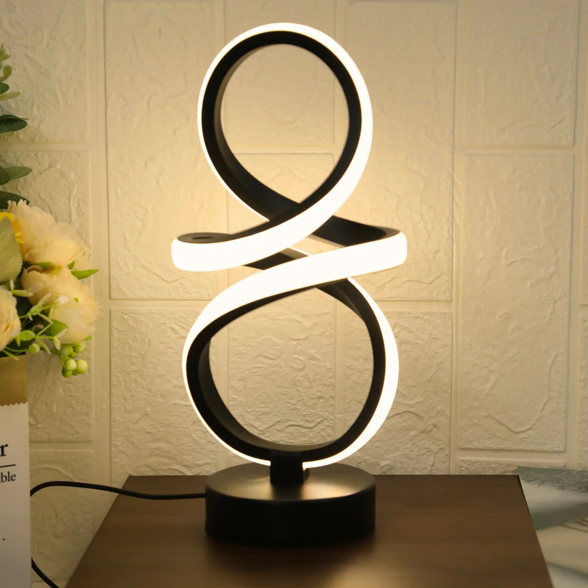 Spiral LED Table Lamp USB Powered With 3 Color Modes