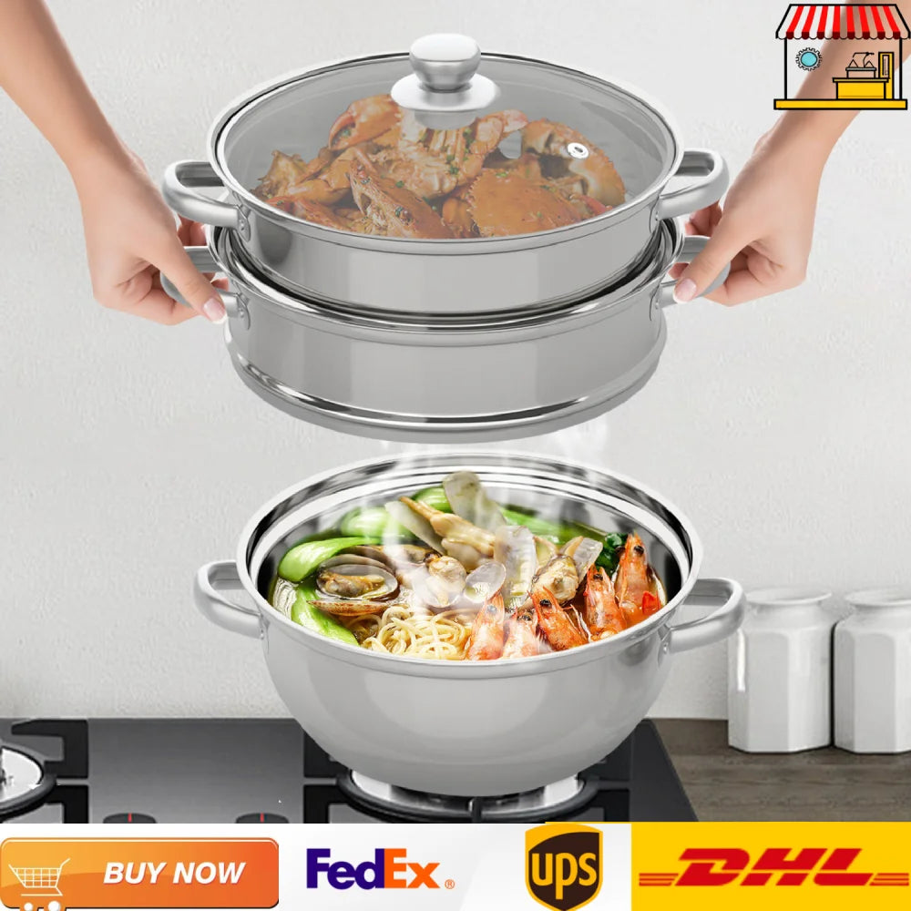 Hign-concerned Triple Layer Stainless Steamer Pot Lid