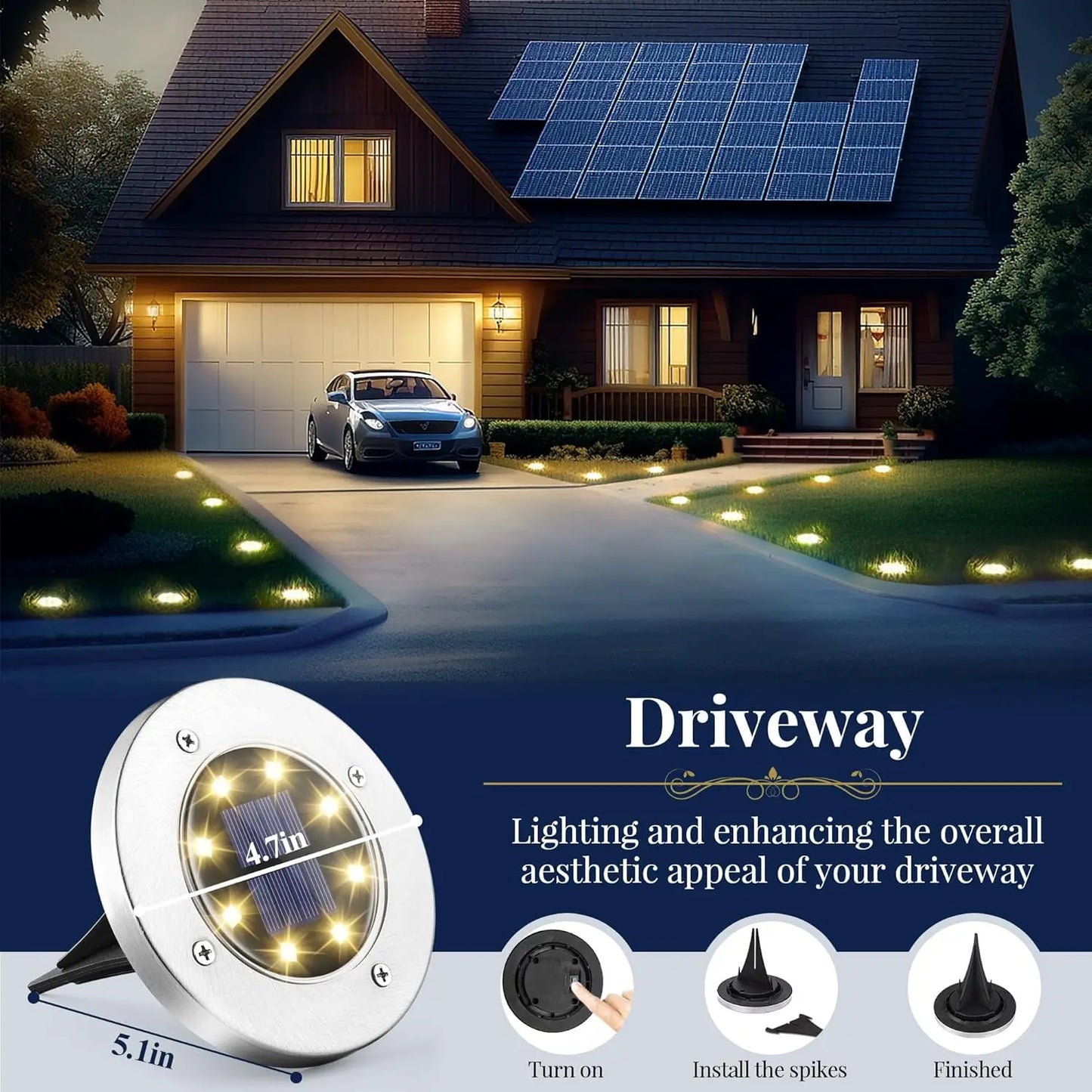 KPSTEK Solar Lights 8 LED Landscape Pathway Lighting