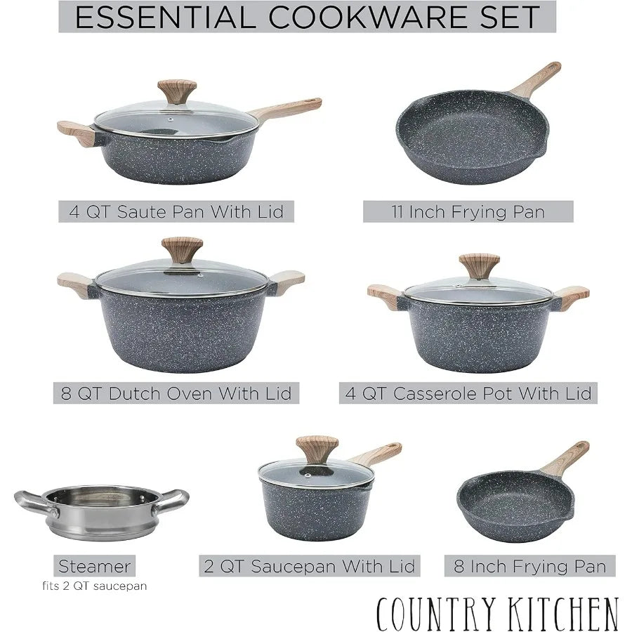 Non-Stick Cast Aluminum Cookware Set For Everyday Cooking